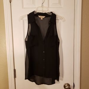Black Sleeveless Button Up Top